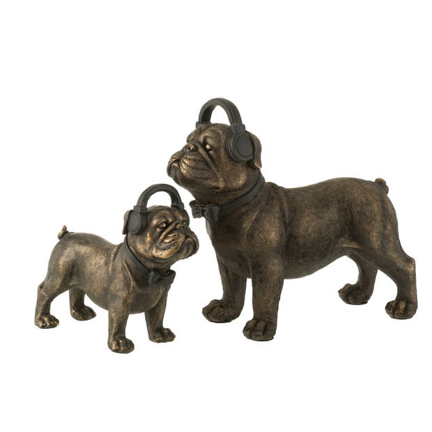 J-line - Bulldog Koptelefoon Poly Donkerbruin Large - 28x11x25cm