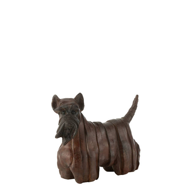 J-line - Scotse Terrier Hond Modern Resine Bruin Small - 39x16.5x29.5cm