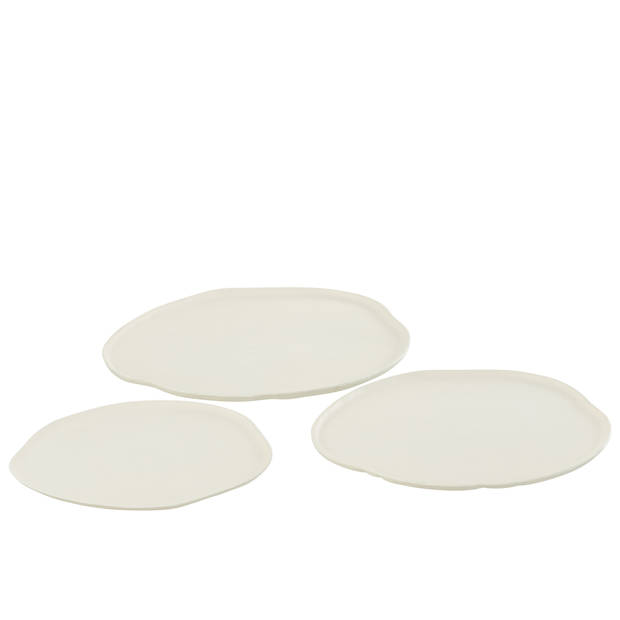 J-line - Plateau Rond Aluminium Wit Large - 41x36x1cm