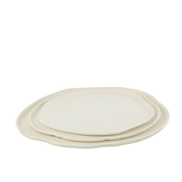 J-line - Plateau Rond Aluminium Wit Large - 41x36x1cm