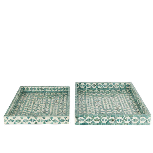 J-line - Set Van 2 Plateau Parel Azur - 45.5x35x5cm