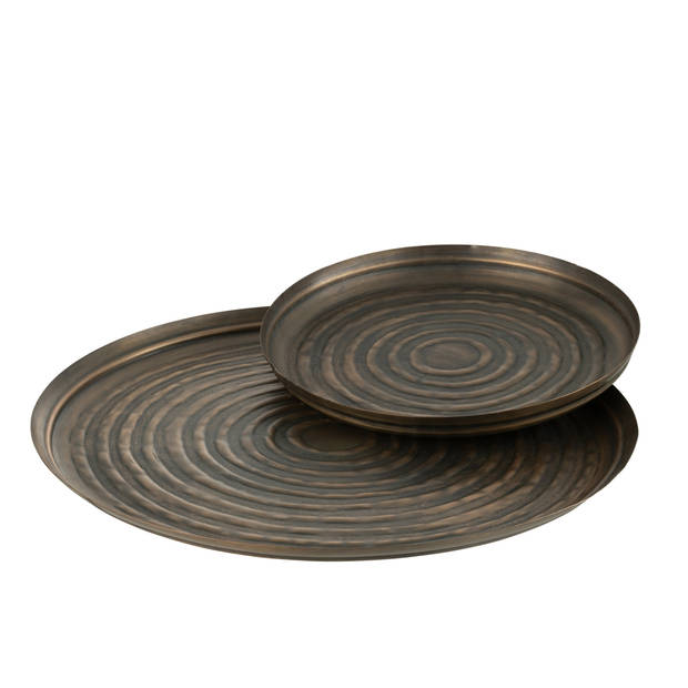 J-line - Plateau Rond Klassiek Ijzer Brons Large - 60x60x3cm