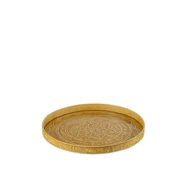 J-line - Plateau Rond Klassiek Ijzer Oker Small - 35x35x3cm