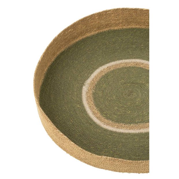 J-line - Plateau Rond+cirkels Zeegras Groen/naturel - 50x50x7cm