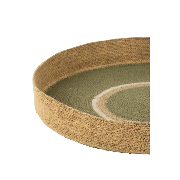 J-line - Plateau Rond+cirkels Zeegras Groen/naturel - 50x50x7cm