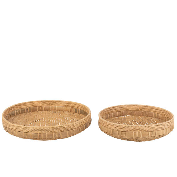 J-line - Set Van 2 Schalen Rond Rotan Naturel - 52x52x14.5cm