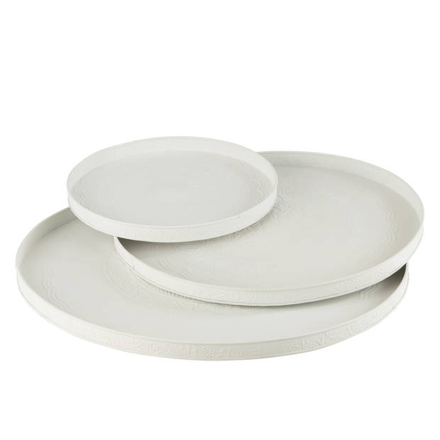 J-line - Plateau Rond Klassiek Ijzer Wit Large - 61x61x3cm