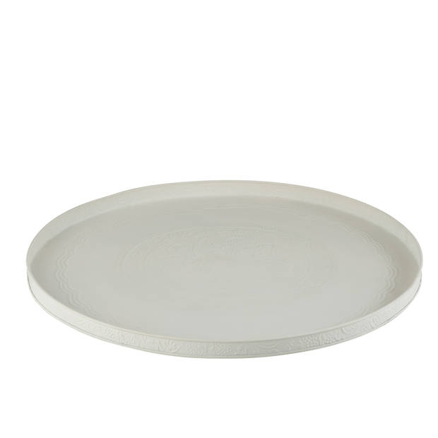 J-line - Plateau Rond Klassiek Ijzer Wit Large - 61x61x3cm