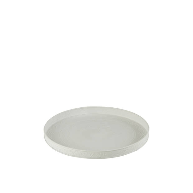 J-line - Plateau Rond Klassiek Ijzer Wit Small - 35x35x3cm