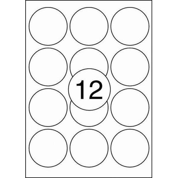 Benza Zelfklevende Etiketten op A4 Vel - Rond 63,5 mm - 12 stickers per vel - 100 vel