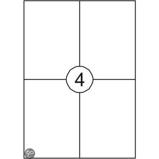 Benza Zelfklevende Etiketten op A4 Vel - 105 x 148 mm - 4 Stickers per vel - 100 vel