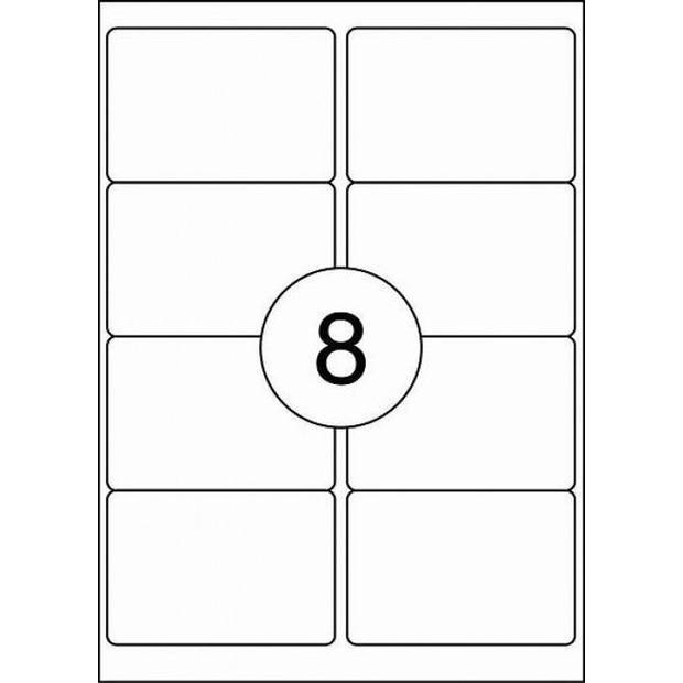 Benza Zelfklevende Etiketten op A4 Vel - 99,1 x 67,7 mm - 8 Stickers per vel - 25 vel - Ronde Hoeken