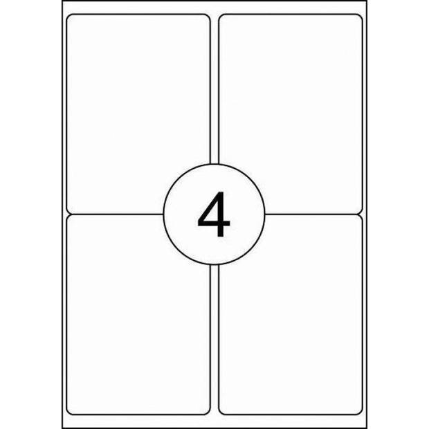 Benza Zelfklevende Etiketten op A4 Vel - 99,1 x 139 mm - 4 Stickers per vel - 25 vel