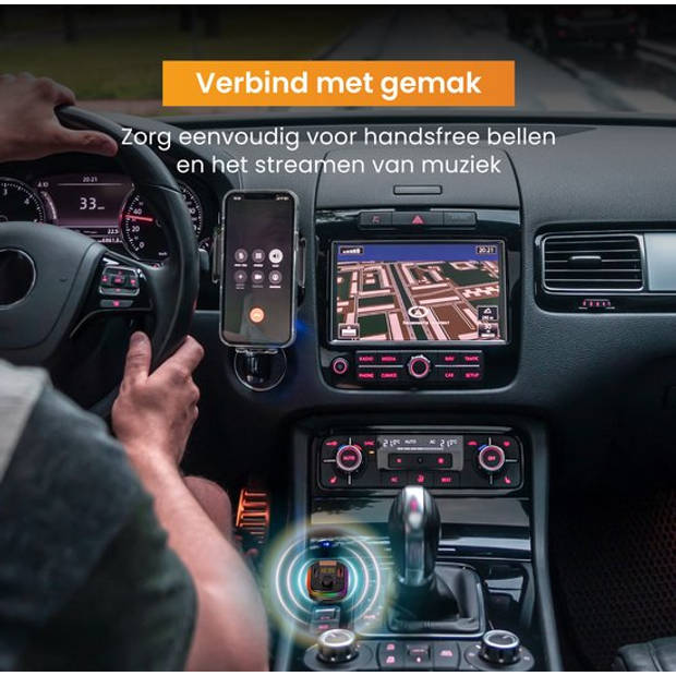 R2B Telefoonhouders Auto Zuignap met Draadloze Oplader + Bluetooth FM Transmitter / Autolader - Voor Raam en Ventilatie