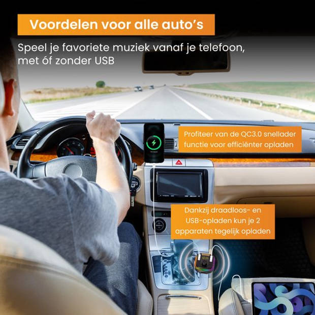 R2B Telefoonhouders Auto Zuignap met Draadloze Oplader + Bluetooth FM Transmitter / Autolader - Voor Raam en Ventilatie