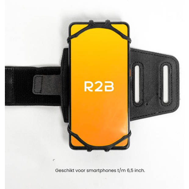 R2B Hardloop telefoonhouder met 360 graden rotatie - t/m 6,5 inch - Zwart - Sportarmband Telefoon - Hardloop Armband