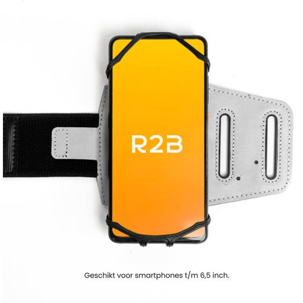 R2B Hardloop telefoonhouder met 360 graden rotatie - t/m 6,5 inch - Zilver - Sportarmband Telefoon - Hardloop Armband