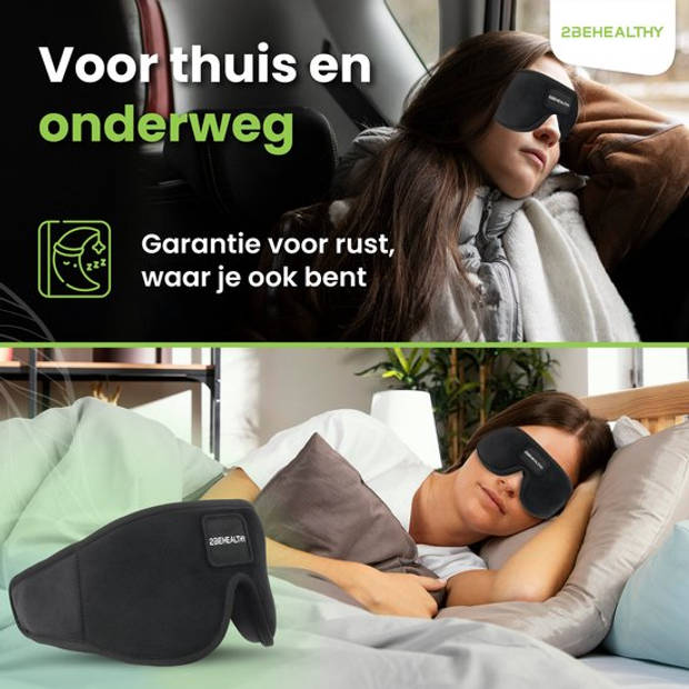 2BEHEALTHY 3D Slaapmasker vrouwen & mannen - Inc. luxe Opbergzakje - 100% Verduisterend - Oogmasker