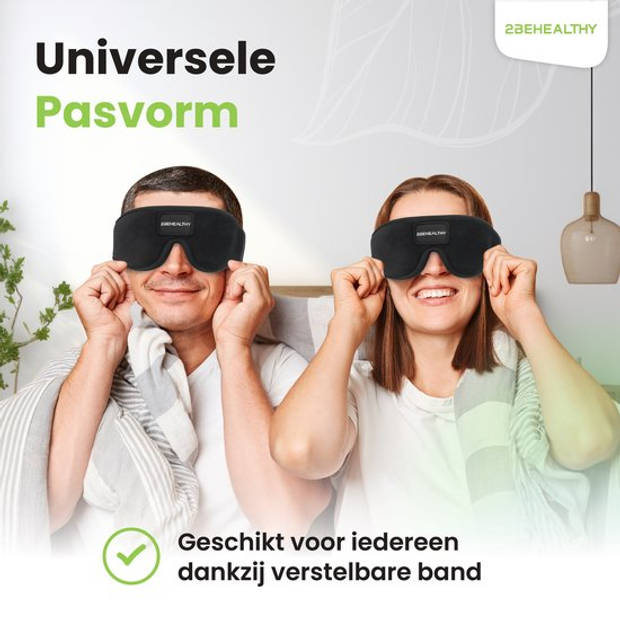 2BEHEALTHY 3D Slaapmasker vrouwen & mannen - Inc. luxe Opbergzakje - 100% Verduisterend - Oogmasker