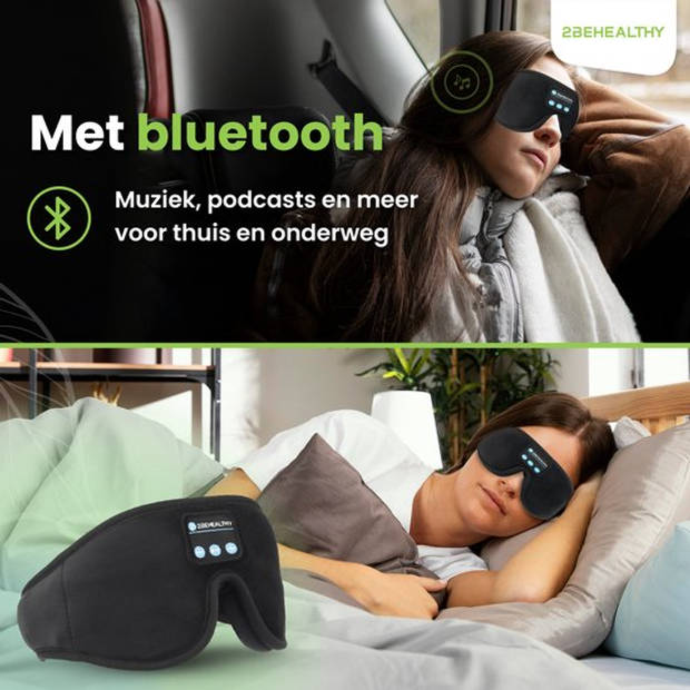 2BEHEALTHY 3D Slaapmasker met Bluetooth voor vrouwen & mannen - Inc. luxe Opbergzakje - 100% Verduisterend - Oogmasker