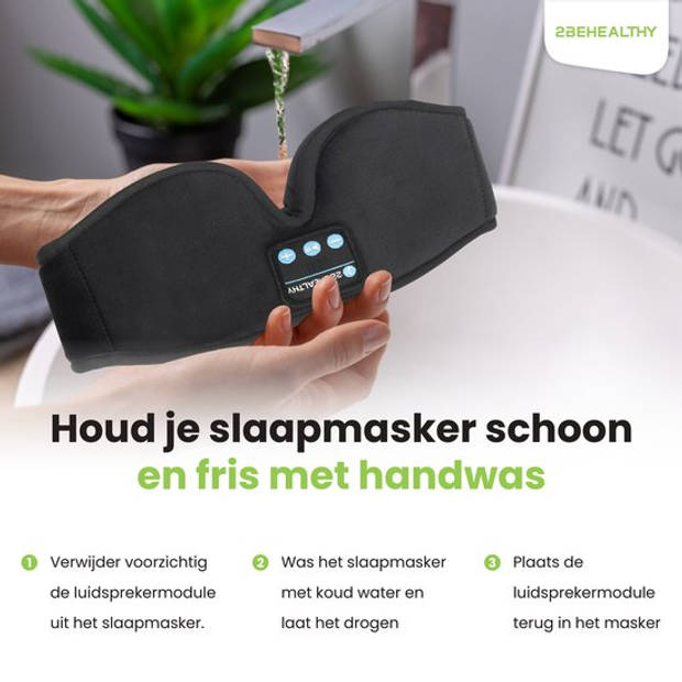 2BEHEALTHY 3D Slaapmasker met Bluetooth voor vrouwen & mannen - Inc. luxe Opbergzakje - 100% Verduisterend - Oogmasker