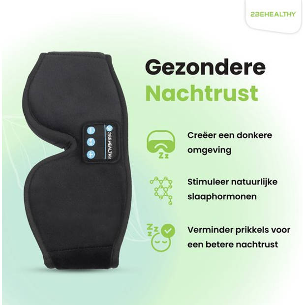 2BEHEALTHY 3D Slaapmasker met Bluetooth voor vrouwen & mannen - Inc. luxe Opbergzakje - 100% Verduisterend - Oogmasker