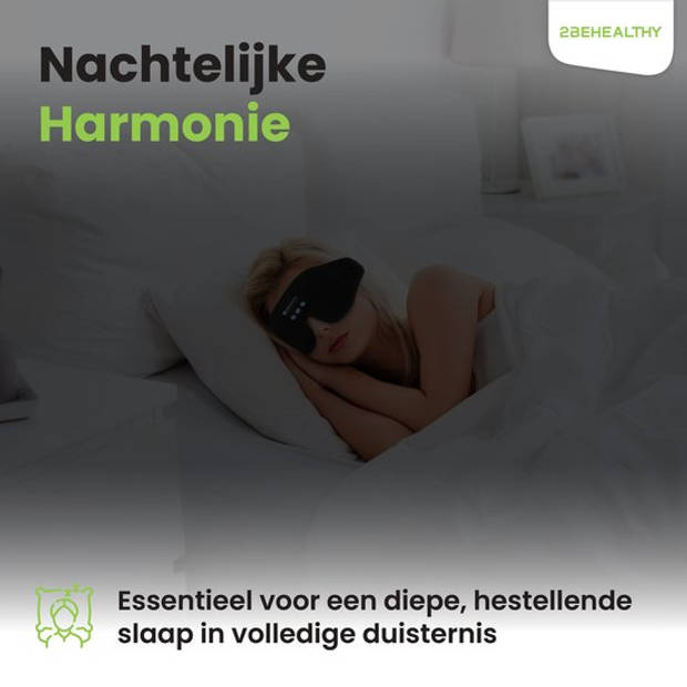 2BEHEALTHY 3D Slaapmasker met Bluetooth voor vrouwen & mannen - Inc. luxe Opbergzakje - 100% Verduisterend - Oogmasker