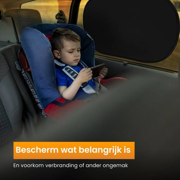 R2B Zonnescherm Auto Zijruit - Universele set van 2 - Met UV Protectie voor Kind & Baby - Zelfklevende Zonwering Auto