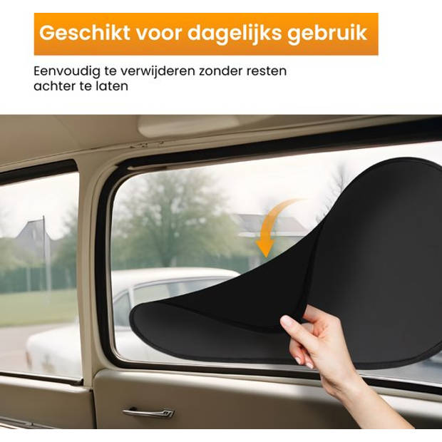 R2B Zonnescherm Auto Zijruit - Universele set van 2 - Met UV Protectie voor Kind & Baby - Zelfklevende Zonwering Auto