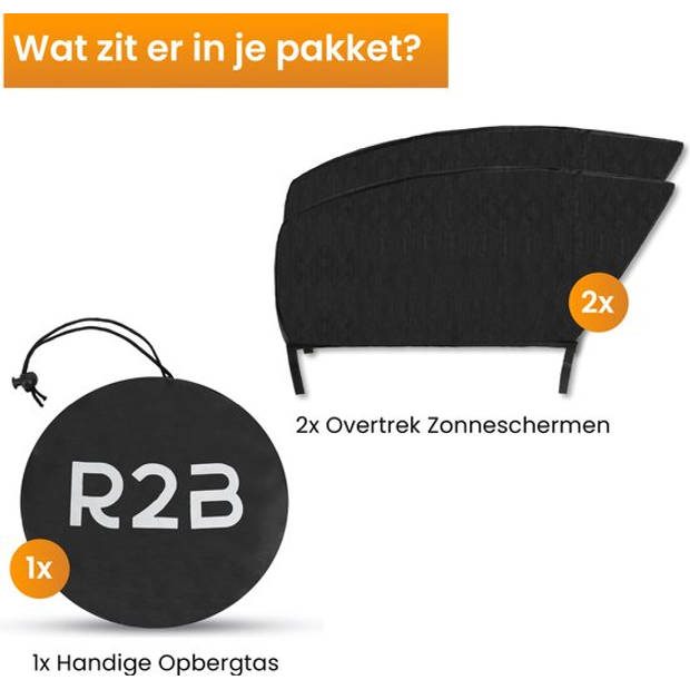 R2B Zonnescherm Auto Zijruit - Universele set van 2 - Met UV Protectie voor Kind & Baby - Extra Donkere Zonwering Auto