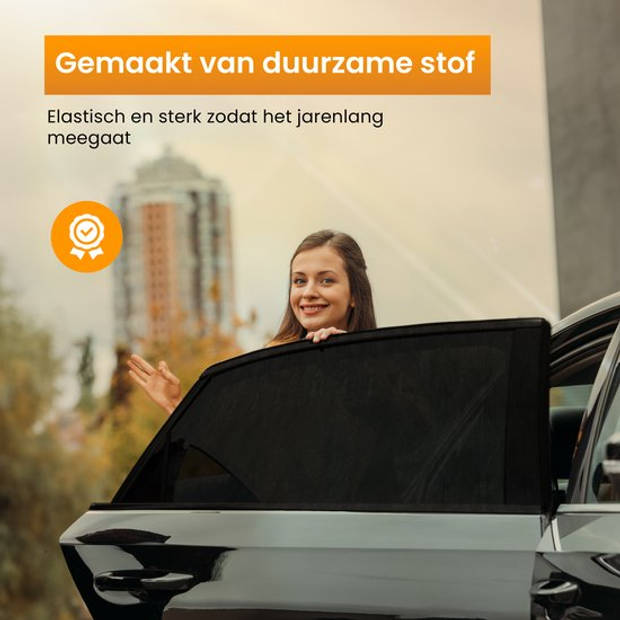 R2B Zonnescherm Auto Zijruit - Universele set van 2 - Met UV Protectie voor Kind & Baby - Extra Donkere Zonwering Auto