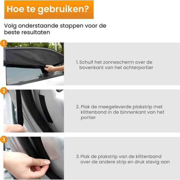 R2B Zonnescherm Auto Zijruit - Universele set van 2 - Met UV Protectie voor Kind & Baby - Extra Donkere Zonwering Auto