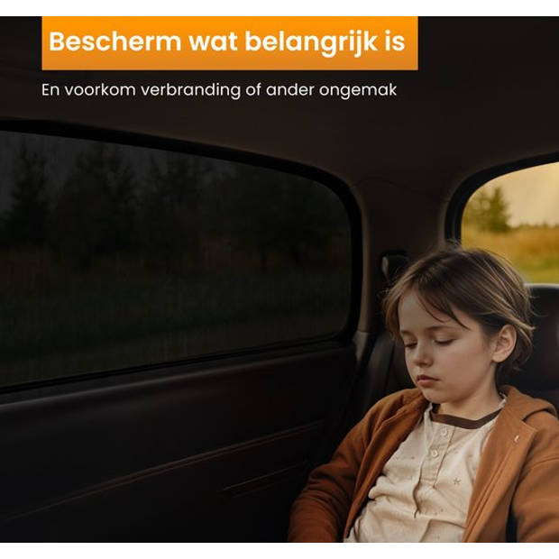 R2B Zonnescherm Auto Zijruit - Universele set van 2 - Met UV Protectie voor Kind & Baby - Extra Donkere Zonwering Auto