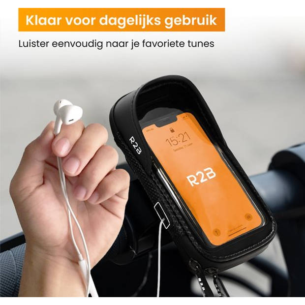 R2B Robuuste Telefoonhouder Fiets Waterdicht + Powerbank 10.000 mAh - 2 tot 4 keer opladen - Gsm Houder Fiets