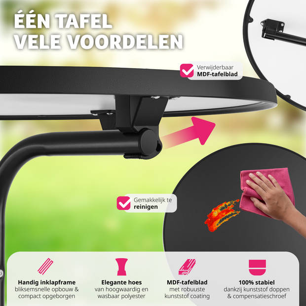 tectake® - Statafel opklapbaar - Bartafel - Tafel Ø80cm - zwart