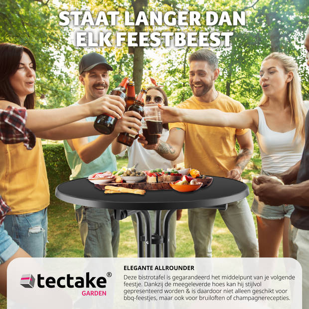 tectake® - Statafel opklapbaar - Bartafel - Tafel Ø80cm - zwart