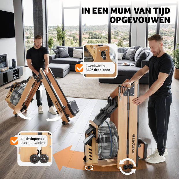 tectake® - Roeimachine - Houten roeimachine - Opvouwbare roeimachine - tot 150 kg