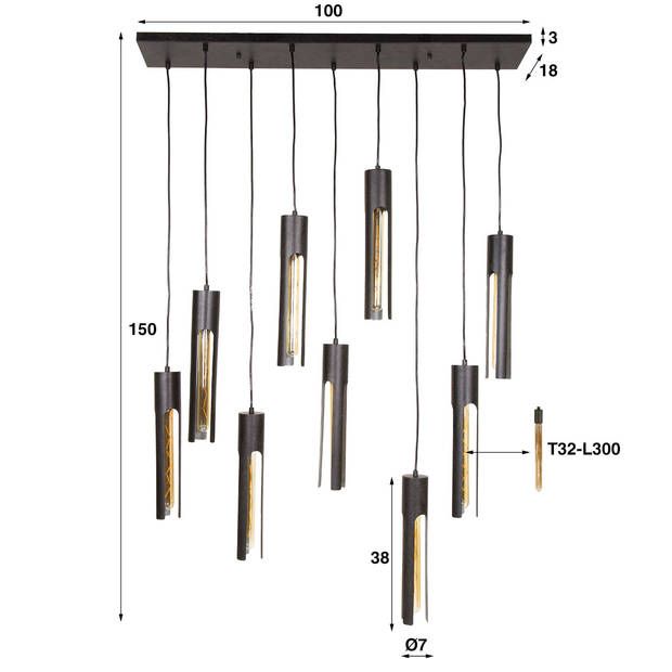 Zuri hanglamp - 9L - getrapt