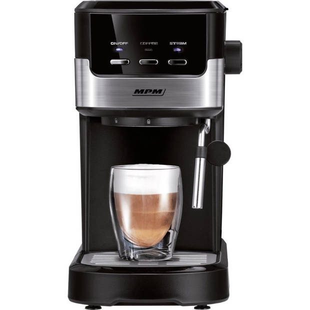 MPM Koffiemachine - Koffieapparaat - Espressomachine 15 Bar met Aluminium Boiler en Stoompijpje