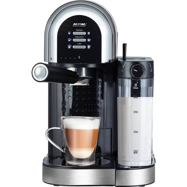 MPM Espressomachine / Koffiemachine met Ingebouwde Melkopschuimer - 6 soorten Koffie - Koffiemachine 15 Bar / 1470W