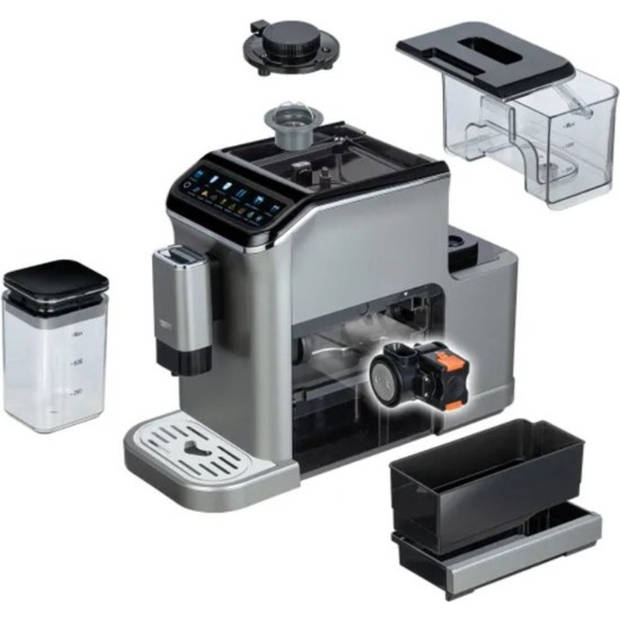 MPM Koffiezetapparaat met Melkopschuimer - Koffiemachine / Espressomachine - 5 Soorten Koffie + Heet Water - 1350W