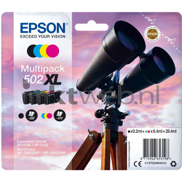 Epson 502XL Multipack zwart en kleur cartridge