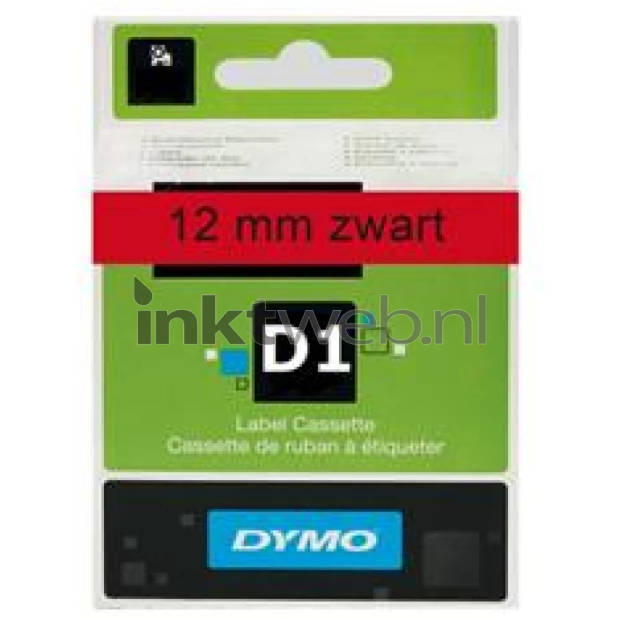 Dymo D1 zwart op rood breedte 12 mm labels