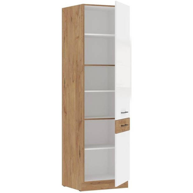 ROCK - Kolom - Lancelot eik en glanzend witte melamine - 60 cm - 2 deuren