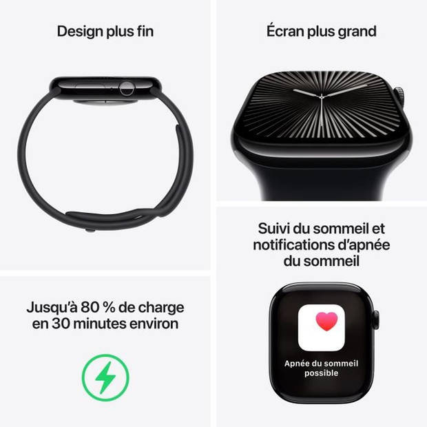 Apple Watch Series 10 GPS - 42 mm - Kast van roségoud aluminium - Pruimkleurige sportband