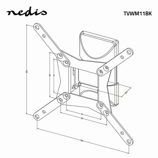 Nedis Draai- en Kantelbare TV-Muurbeugel - TVWM11BK - Zwart