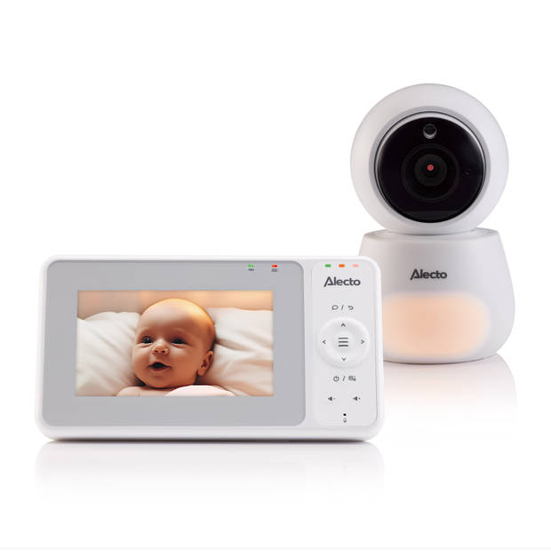 Babyfoon met camera met groot 4,3" kleurenscherm en nachtlampje Alecto Wit