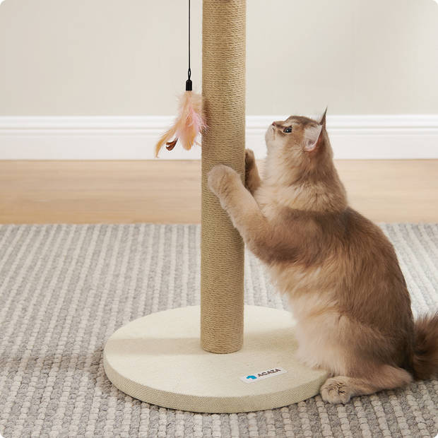 ACAZA - Krabpaal - Krabpaal voor Katten - Kattenpaal - 62.5 cm hoogte - Beige