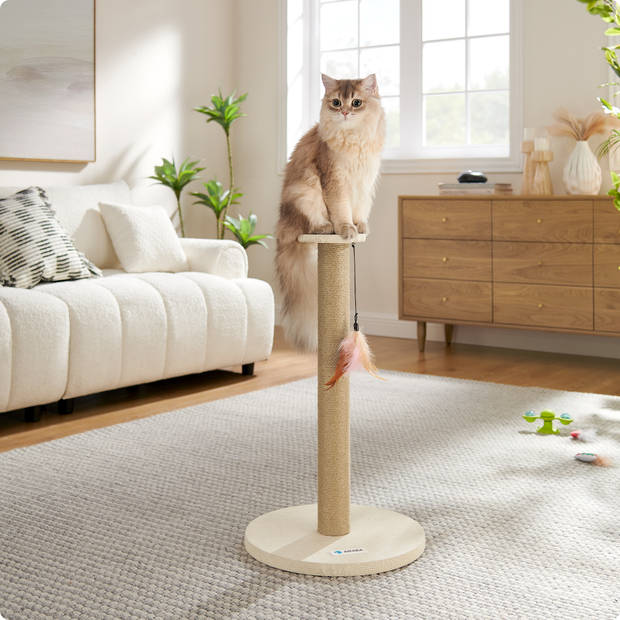 ACAZA - Krabpaal - Krabpaal voor Katten - Kattenpaal - 62.5 cm hoogte - Beige