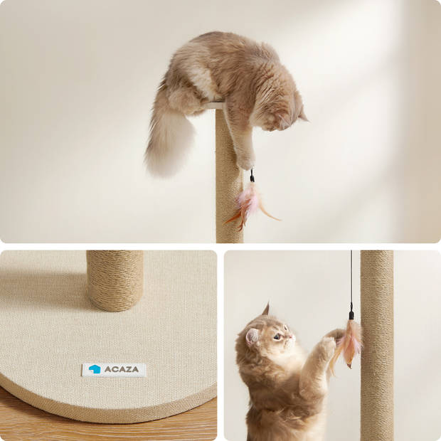 ACAZA - Krabpaal - Krabpaal voor Katten - Kattenpaal - 62.5 cm hoogte - Beige